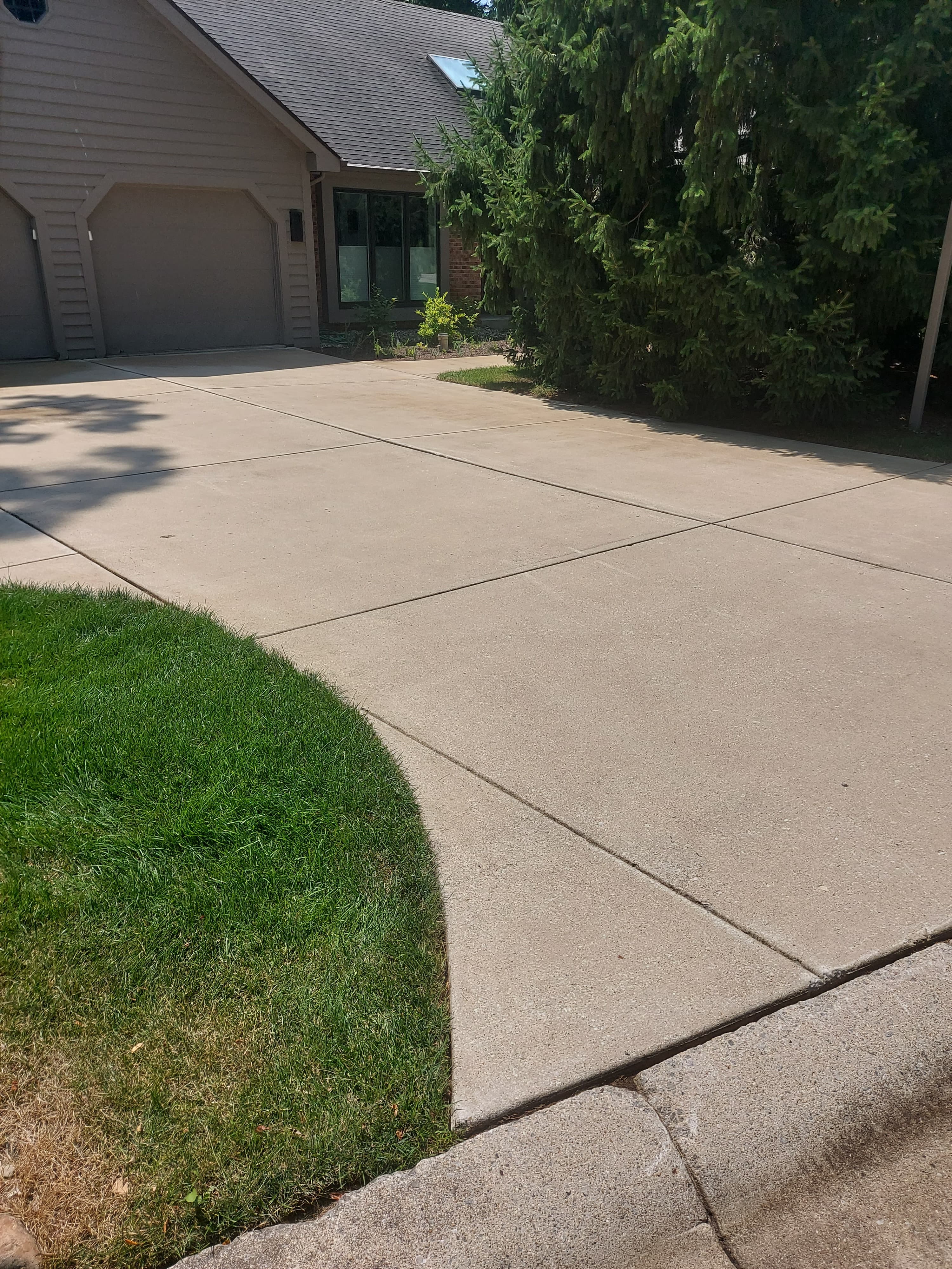 Driveway after pressure washing